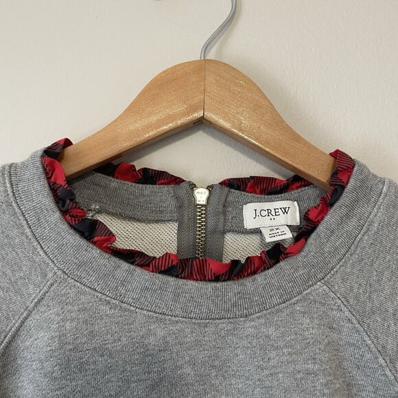 J Crew Women’s Gray Sweatshirt 2X Buffalo Check - Picture 2 of 10